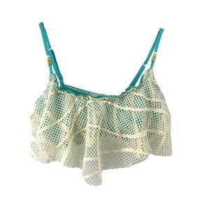 Lucky Brand Draped Crochet Lace Bikini Top Teal L